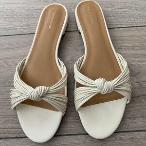 Reformation Cream Knotted Slide Sandals